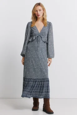 Clearance Springfield Robe midi &agrave; volant bleu