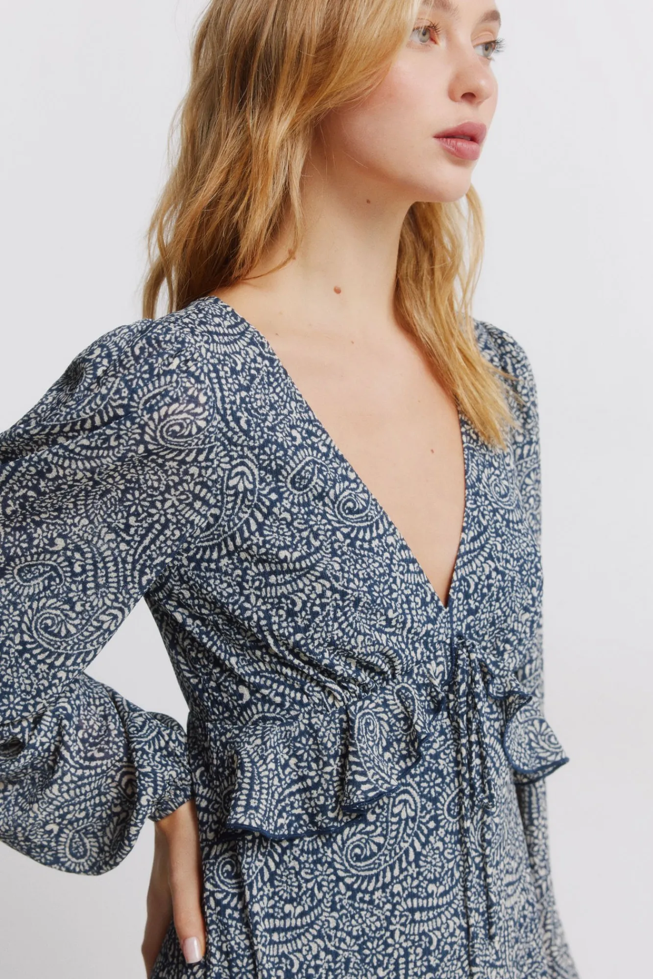 Clearance Springfield Robe midi à volant bleu
