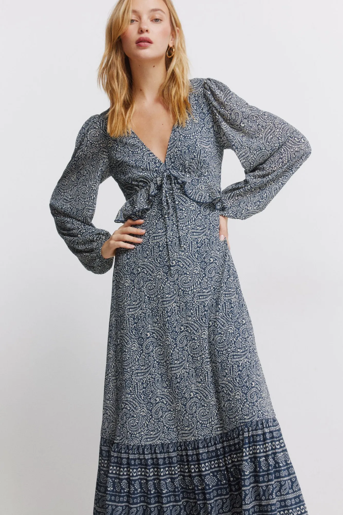 Clearance Springfield Robe midi à volant bleu