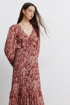 Discount Springfield Robe midi &agrave; volant rouge