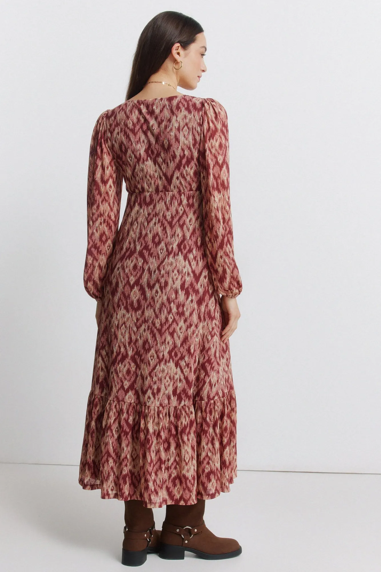 Discount Springfield Robe midi à volant rouge