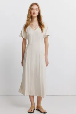 Springfield Robe midi dos croisé nude