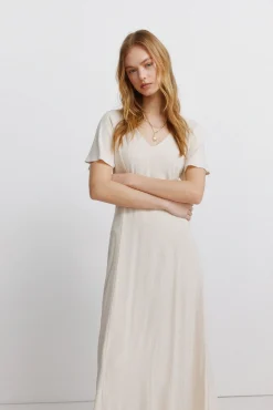 Springfield Robe midi dos croisé nude