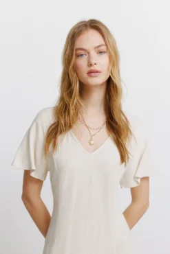 Springfield Robe midi dos croisé nude