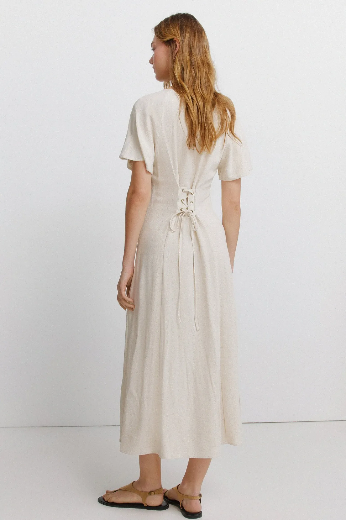 Springfield Robe midi dos croisé nude