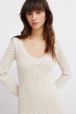 Outlet Springfield Robe midi en maille pointelle marron