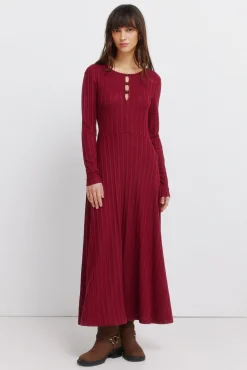 Clearance Springfield Robe midi en maille rouge imprimé
