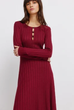 Clearance Springfield Robe midi en maille rouge imprimé