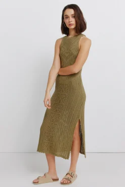 Outlet Springfield Robe midi en pointelle beige