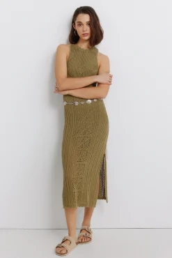 Outlet Springfield Robe midi en pointelle beige