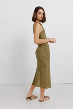 Outlet Springfield Robe midi en pointelle beige