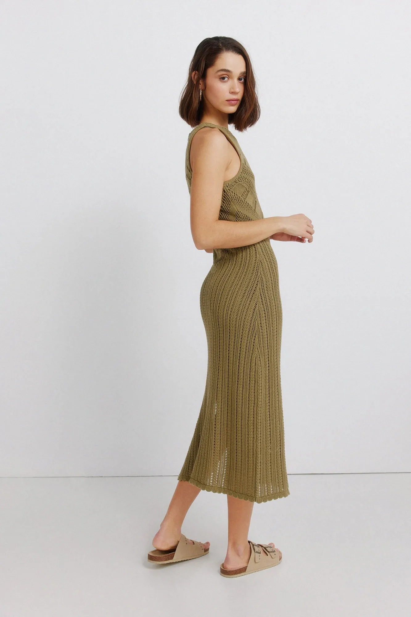 Outlet Springfield Robe midi en pointelle beige