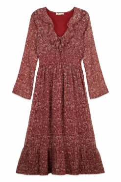 Sale Springfield Robe midi imprim&eacute; avec d&eacute;collet&eacute; &agrave; volant rouge