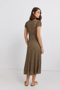 Discount Springfield Robe midi imprimé frise beige