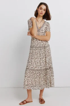 Hot Springfield Robe midi imprim&eacute; frise
