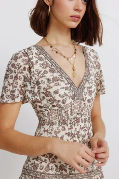 Hot Springfield Robe midi imprimé frise