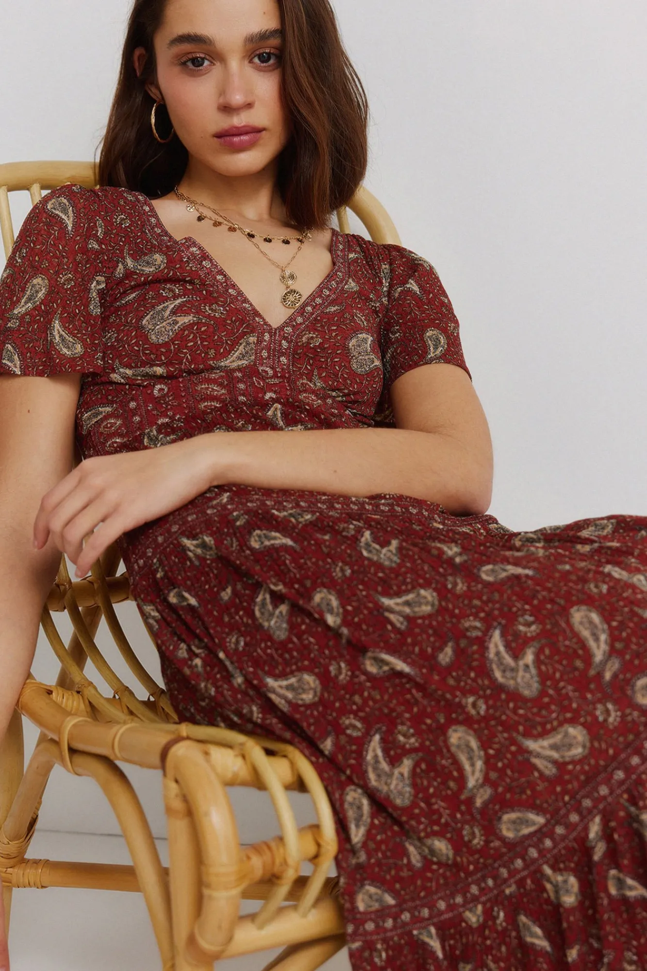 Hot Springfield Robe midi imprimé frise
