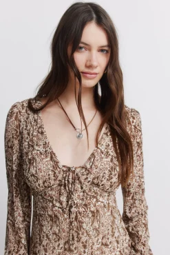 Best Springfield Robe midi imprim&eacute;e nude
