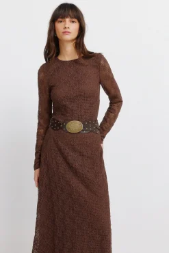 Sale Springfield Robe structur&eacute;e manches longues nude