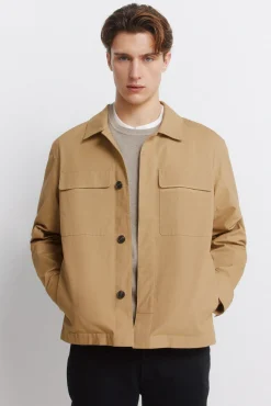 Best Springfield Surchemise &agrave; fermeture en coton camel