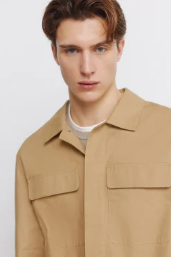 Best Springfield Surchemise &agrave; fermeture en coton camel