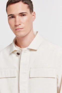 Best Springfield Surchemise en lin et coton coupe overshirt blanc