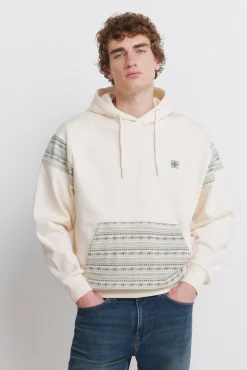 Clearance Springfield Sweat-shirt &agrave; capuche poche ethnique blanc