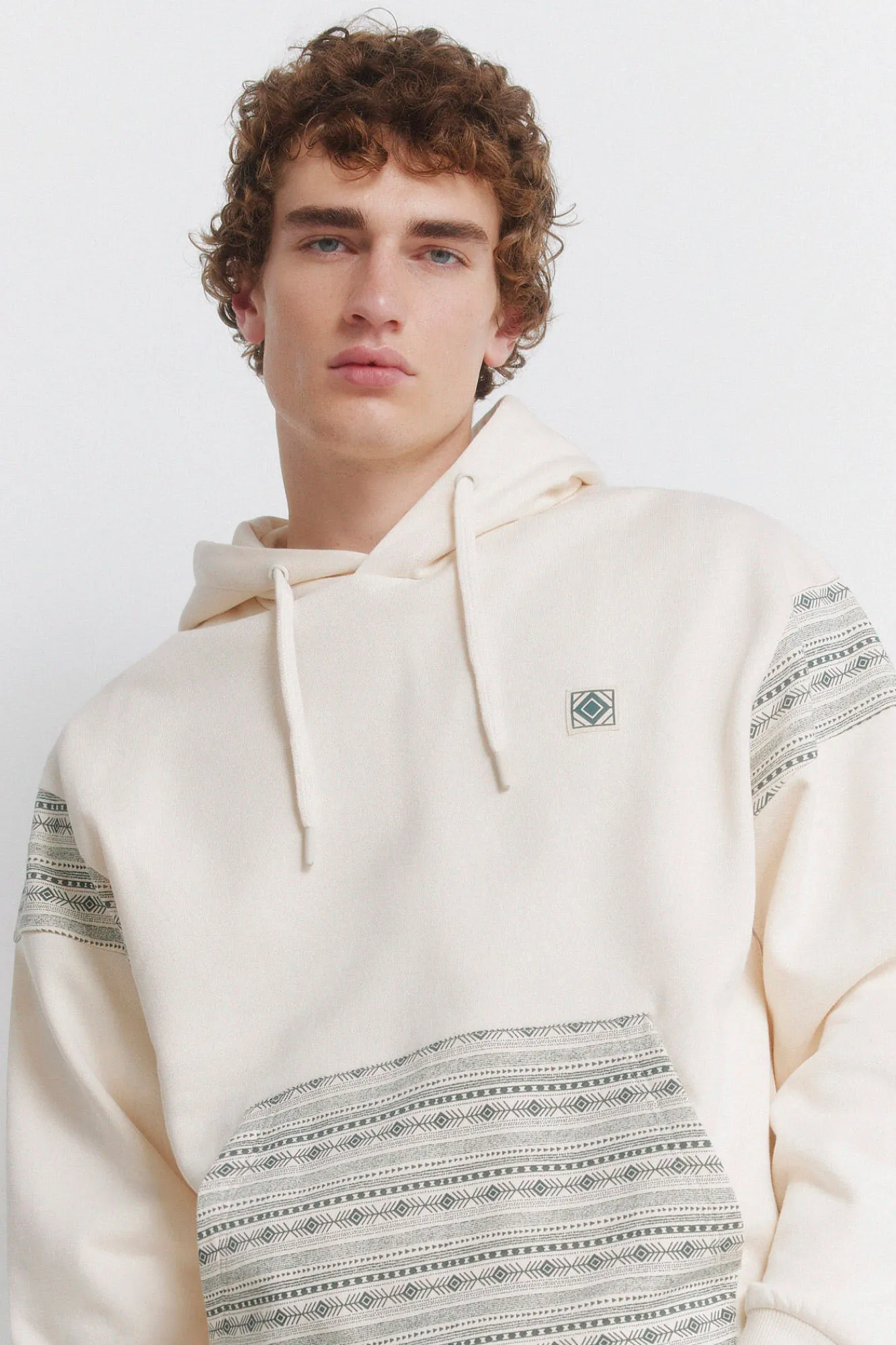 Clearance Springfield Sweat-shirt à capuche poche ethnique blanc