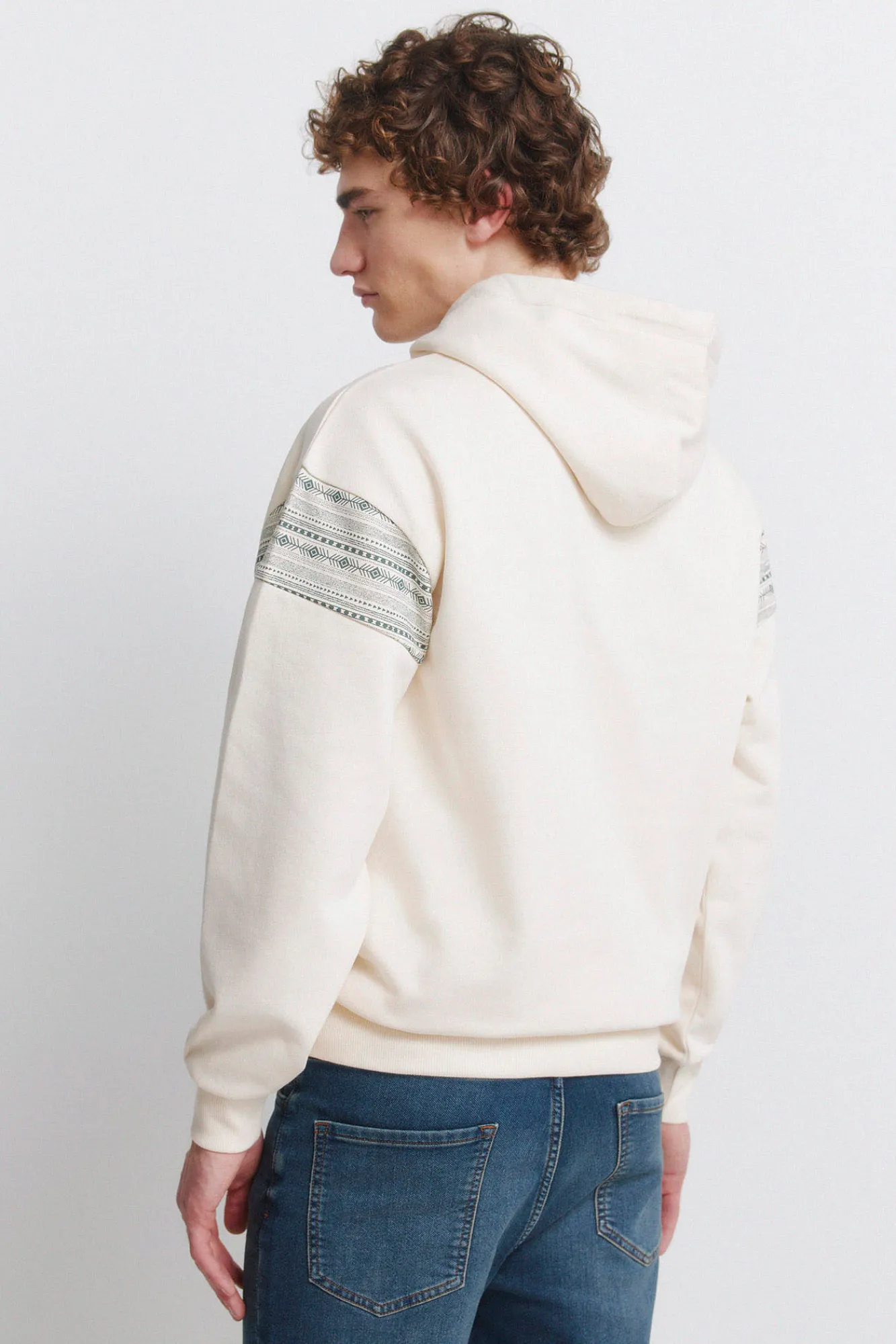 Clearance Springfield Sweat-shirt à capuche poche ethnique blanc
