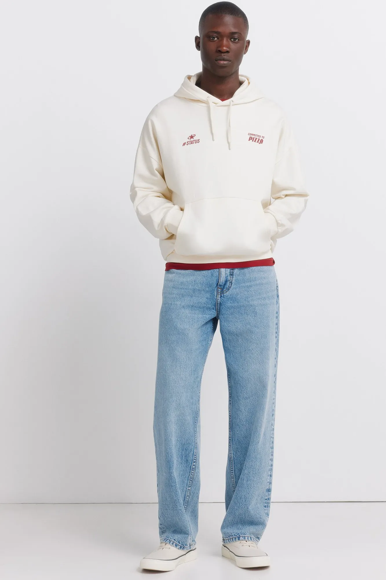 Best Springfield Sweat-shirt à capuche pizza blanc