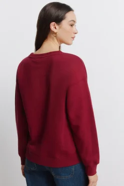 Clearance Springfield sweat-shirt à col bohème avec applications rouge