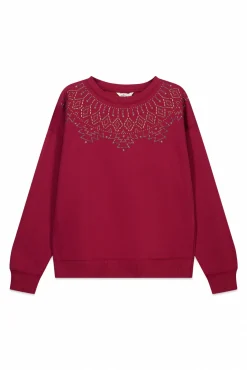 Clearance Springfield sweat-shirt à col bohème avec applications rouge