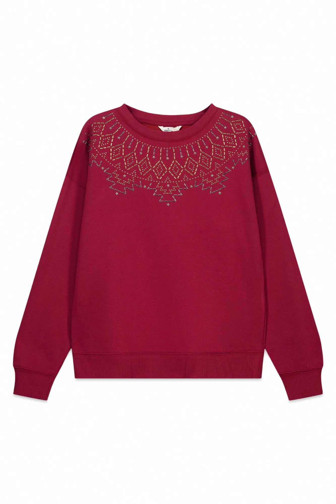 Clearance Springfield sweat-shirt à col bohème avec applications rouge