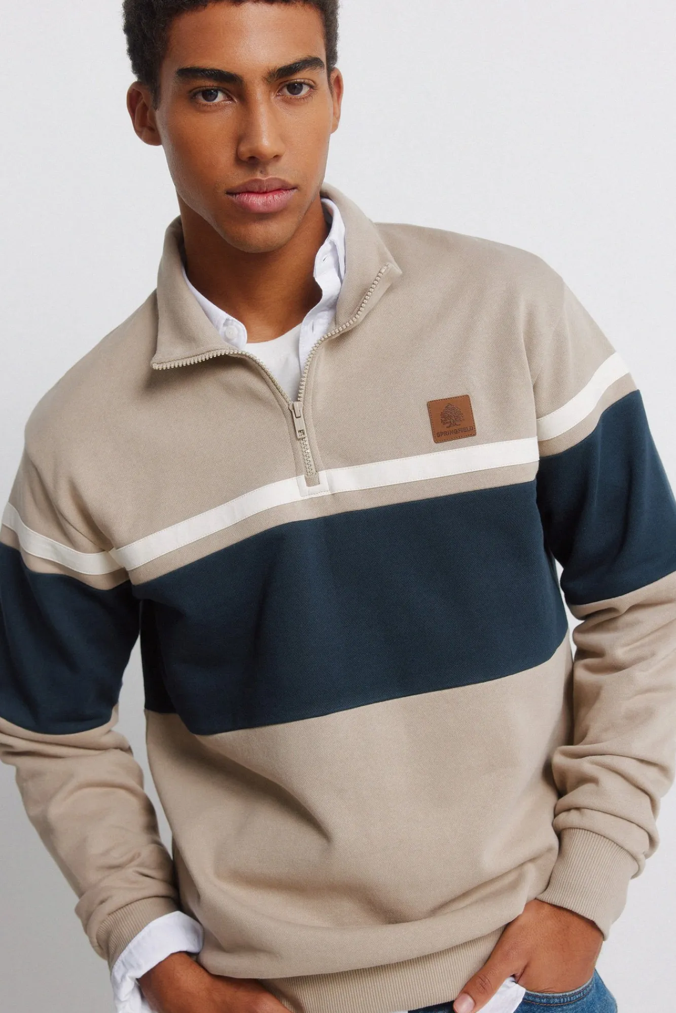 Discount Springfield Sweat-shirt à fermeture à découpes nude