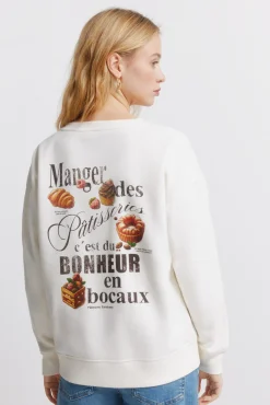 Best Springfield Sweat-shirt Caf&eacute; boh&egrave;me blanc
