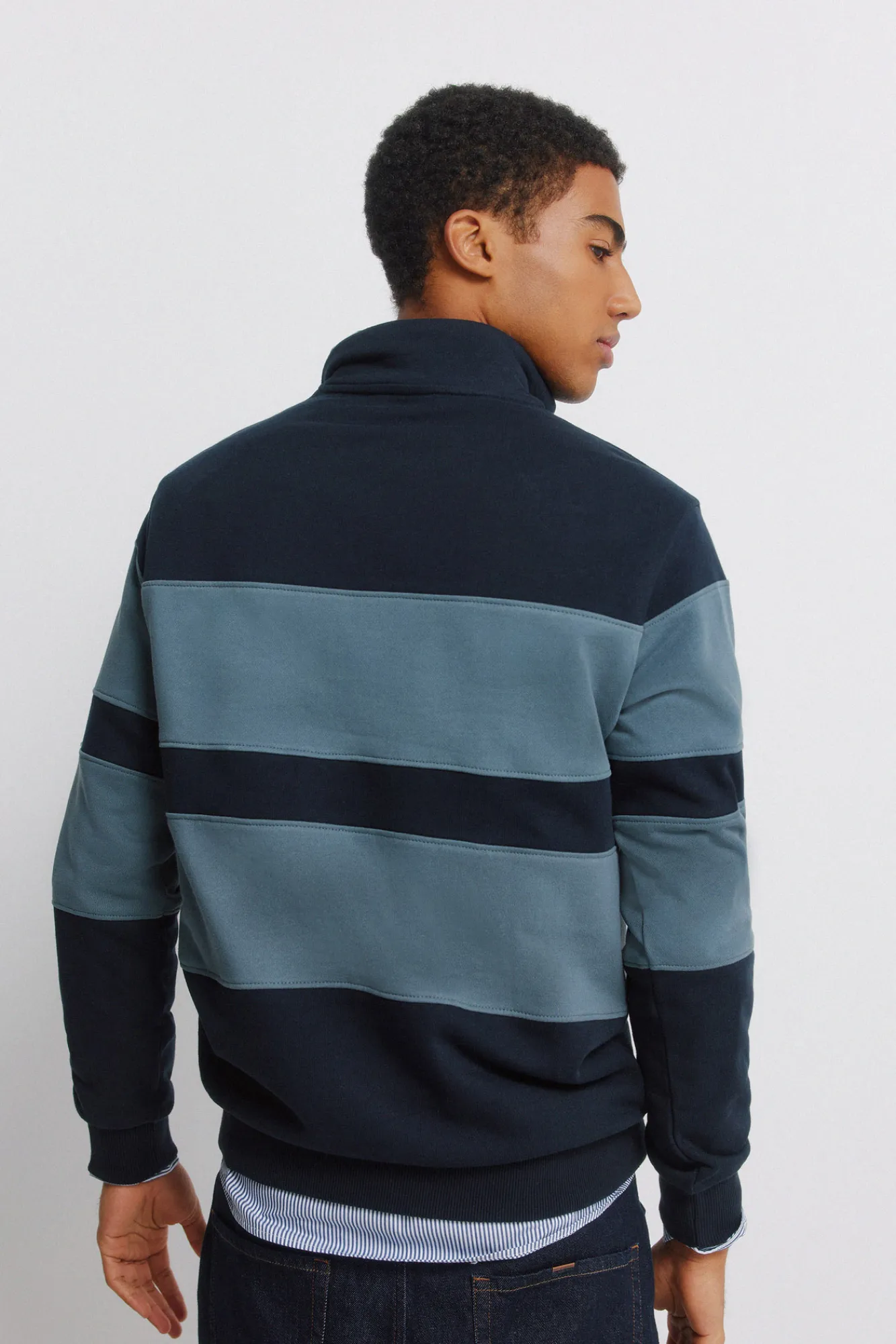 Clearance Springfield Sweat-shirt col camionneur color block bleu