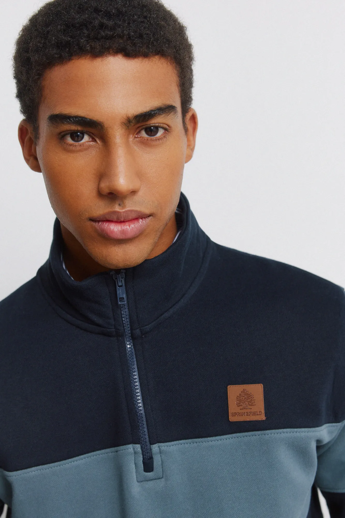 Clearance Springfield Sweat-shirt col camionneur color block bleu