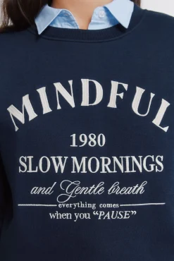 Hot Springfield Sweat-shirt "Mindful" bleu