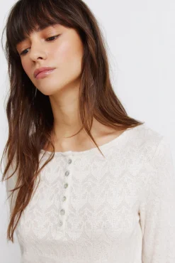 Outlet Springfield T-shirt &agrave; bords ondul&eacute;s marron