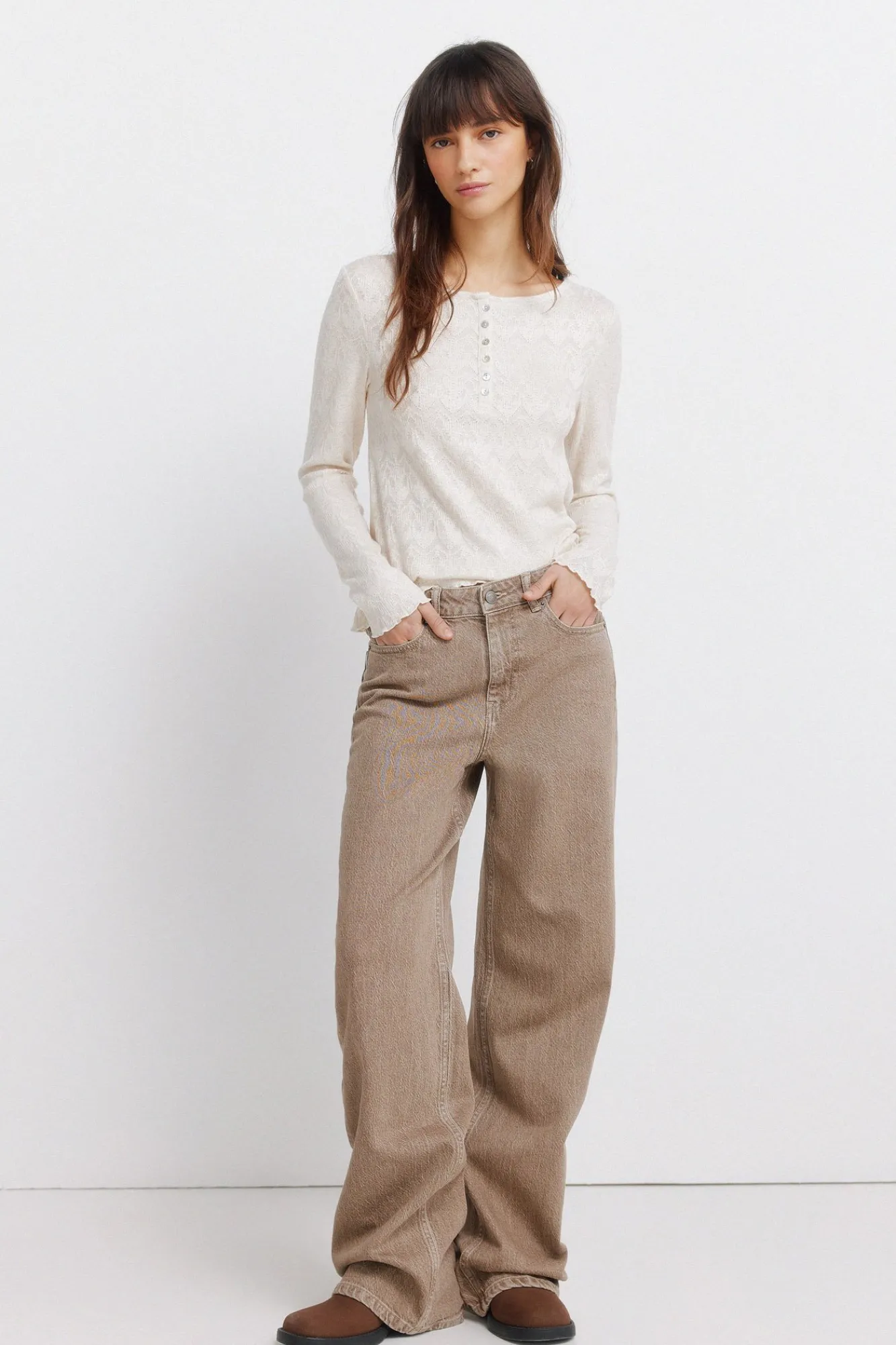 Outlet Springfield T-shirt à bords ondulés marron