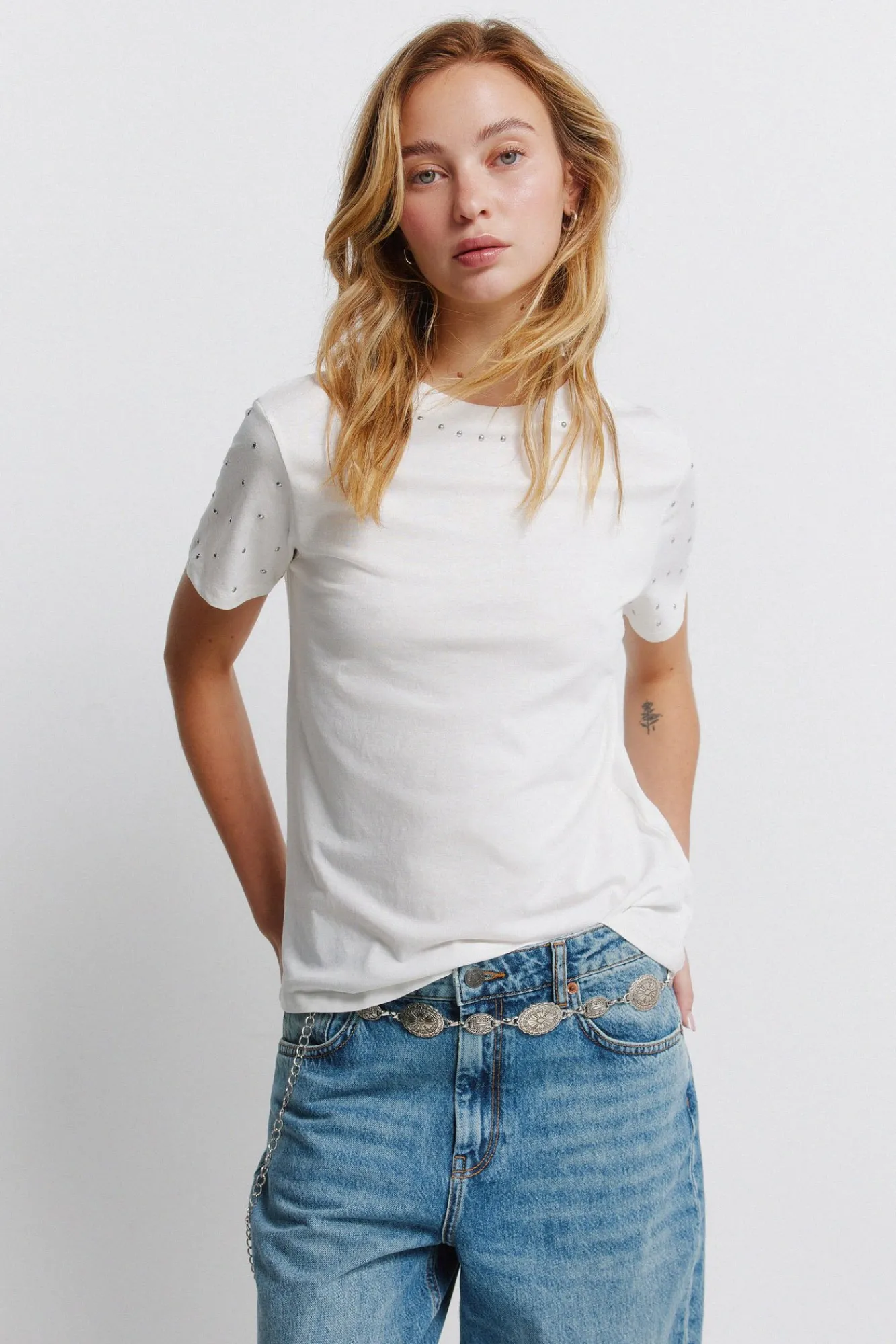 Springfield T-shirt à clous manches courtes