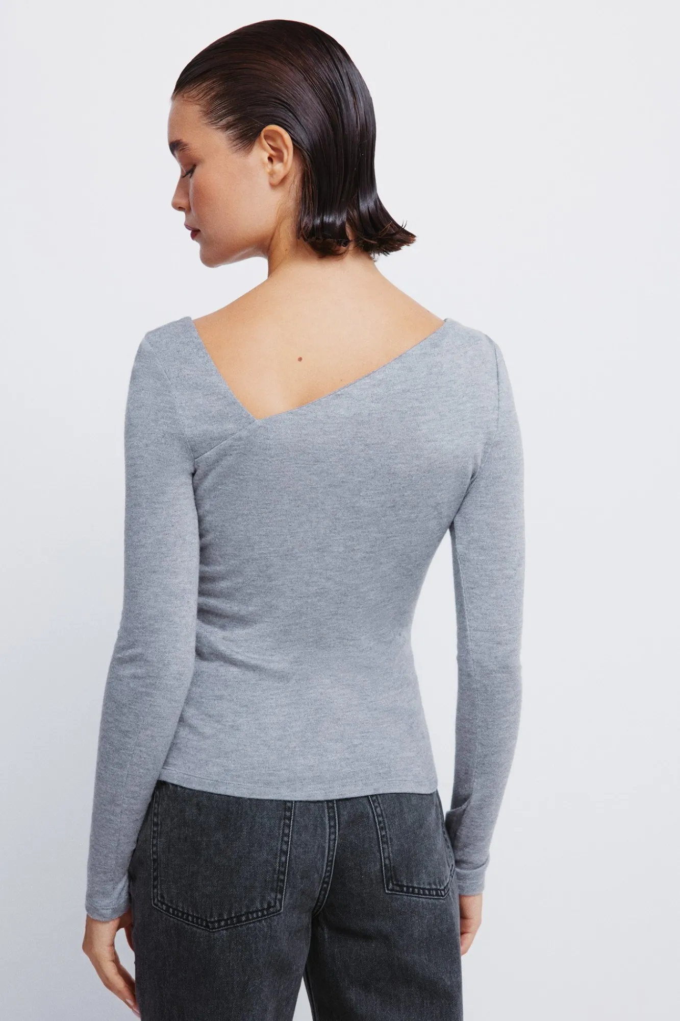 Sale Springfield T-shirt à décolleté asymétrique gris