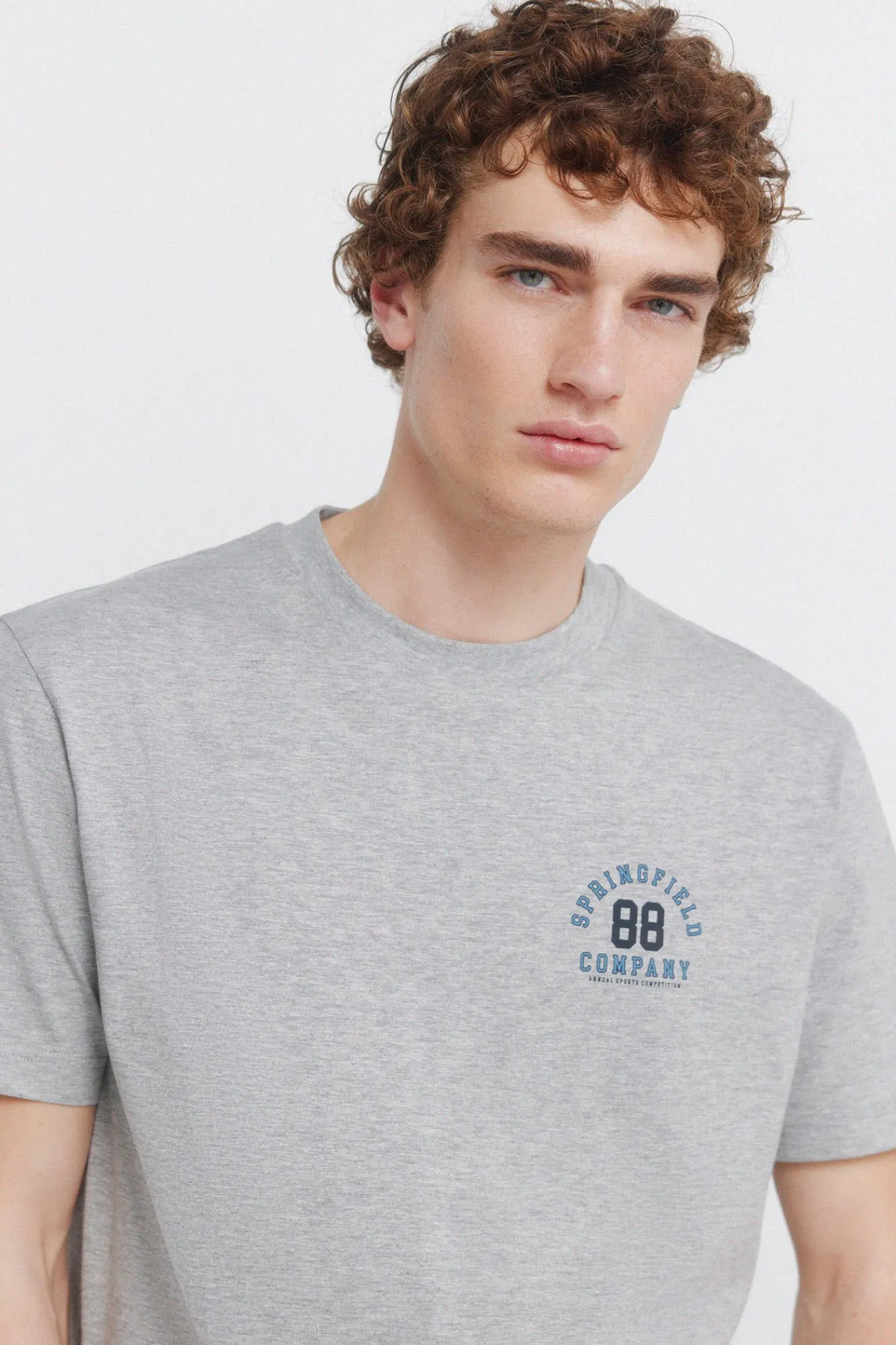 Hot Springfield T-shirt à logos chiné gris