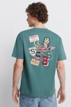 Hot Springfield T-shirt &agrave; logos bleu
