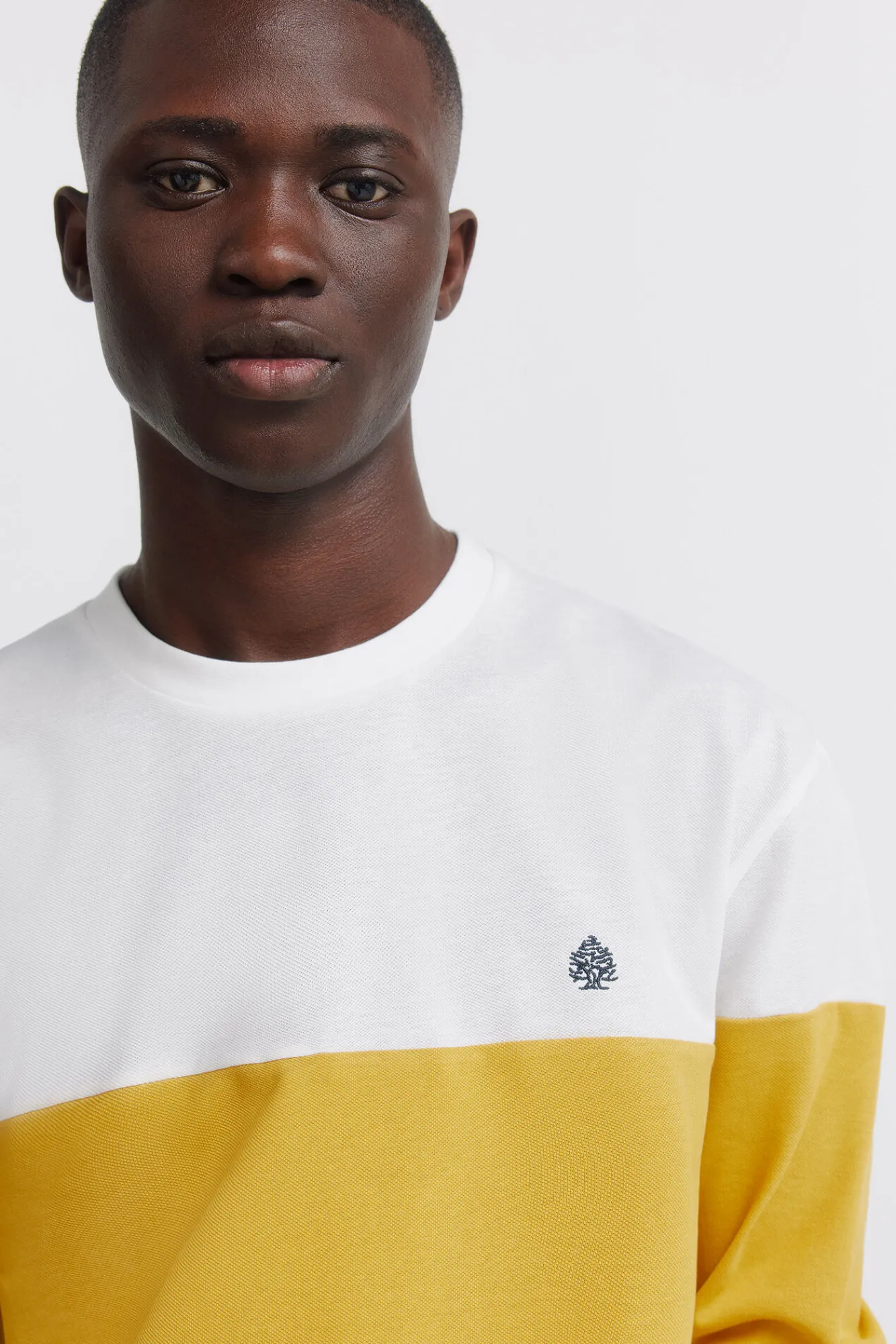 New Springfield t-shirt à manches longues en piqué à blocs beige