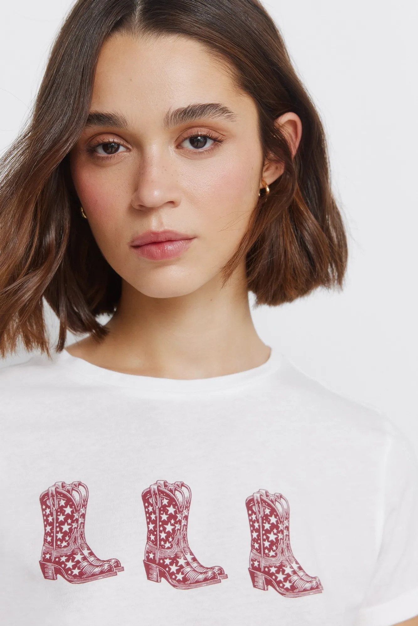 Best Springfield T-shirt à manches retroussées marron