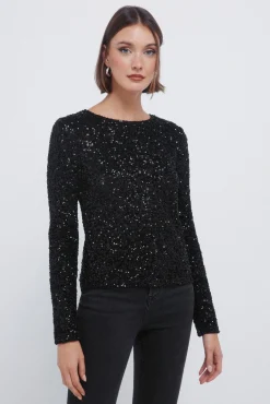 Springfield T-shirt à paillettes noir