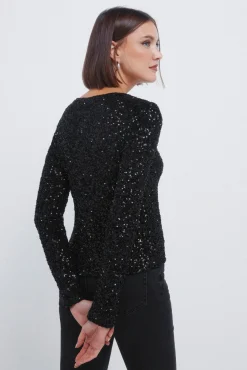 Springfield T-shirt &agrave; paillettes noir