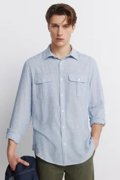 Outlet Springfield T-shirt à poches en lin et viscose