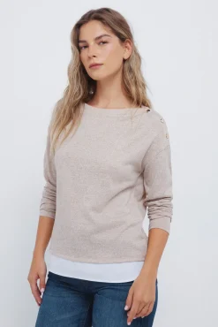 Discount Springfield T-shirt boutonnée combinée aux épaules nude